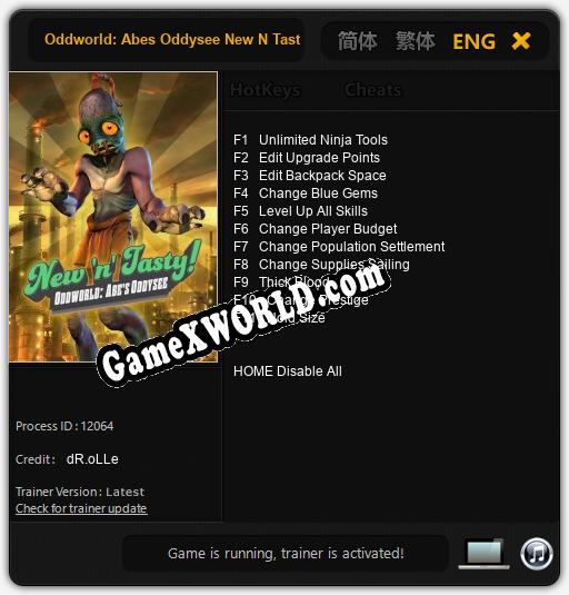 Трейнер для Oddworld: Abes Oddysee New N Tasty! [v1.0.2]