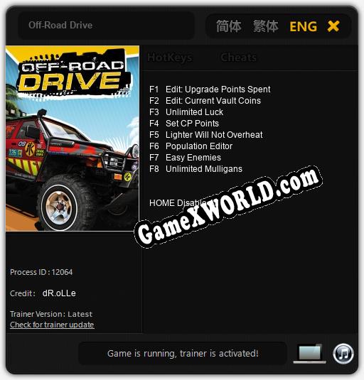 Off-Road Drive: Трейнер +8 [v1.2]
