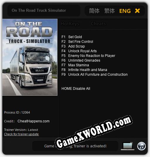 On The Road Truck Simulator: Трейнер +9 [v1.2]
