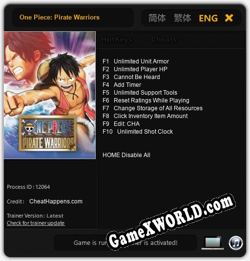 Трейнер для One Piece: Pirate Warriors [v1.0.5]