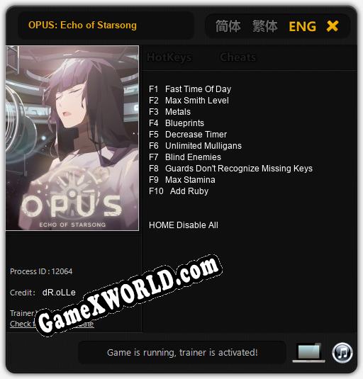 OPUS: Echo of Starsong: Читы, Трейнер +10 [dR.oLLe]