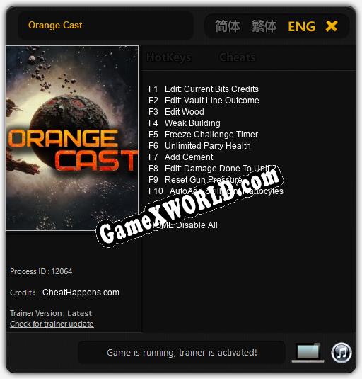 Трейнер для Orange Cast [v1.0.8]
