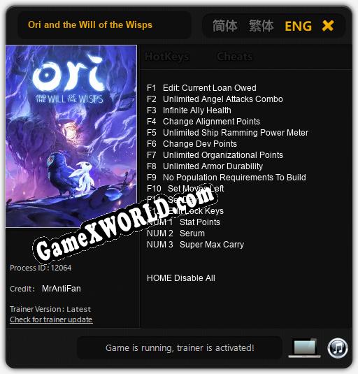 Ori and the Will of the Wisps: Читы, Трейнер +8 [CheatHappens.com]