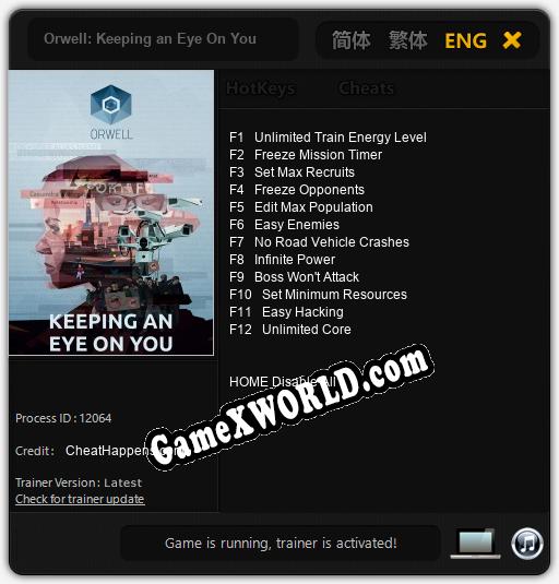 Orwell: Keeping an Eye On You: Читы, Трейнер +12 [CheatHappens.com]