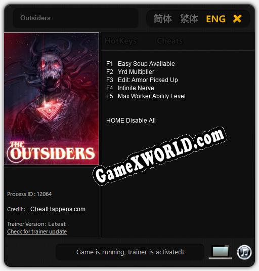 Трейнер для Outsiders [v1.0.2]