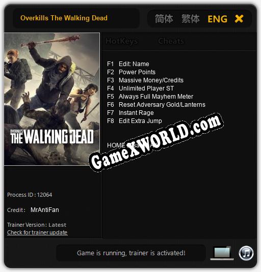 Overkills The Walking Dead: Трейнер +8 [v1.5]