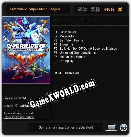 Override 2: Super Mech League: Читы, Трейнер +8 [CheatHappens.com]