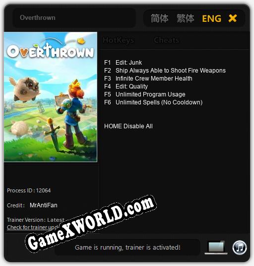 Overthrown: Трейнер +6 [v1.7]