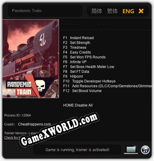 Pandemic Train: ТРЕЙНЕР И ЧИТЫ (V1.0.40)