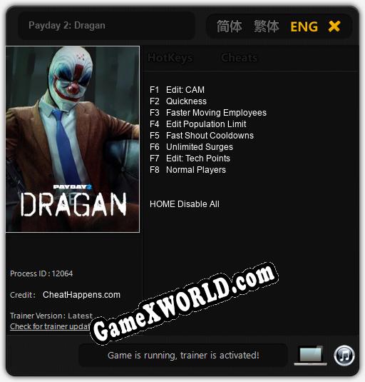 Payday 2: Dragan: Трейнер +8 [v1.2]