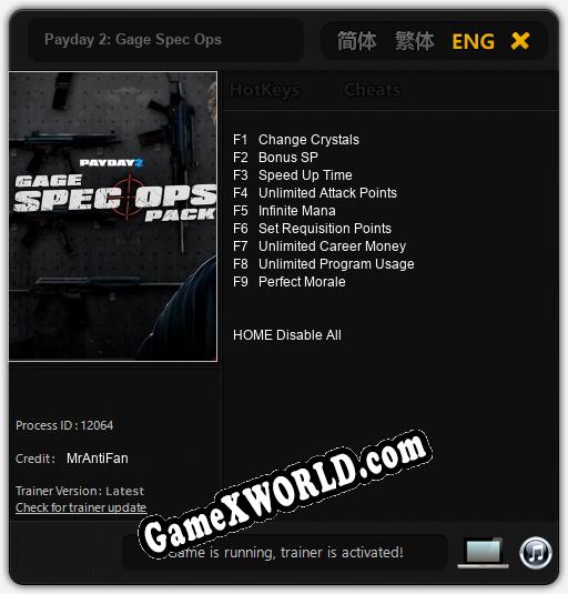 Payday 2: Gage Spec Ops: ТРЕЙНЕР И ЧИТЫ (V1.0.82)