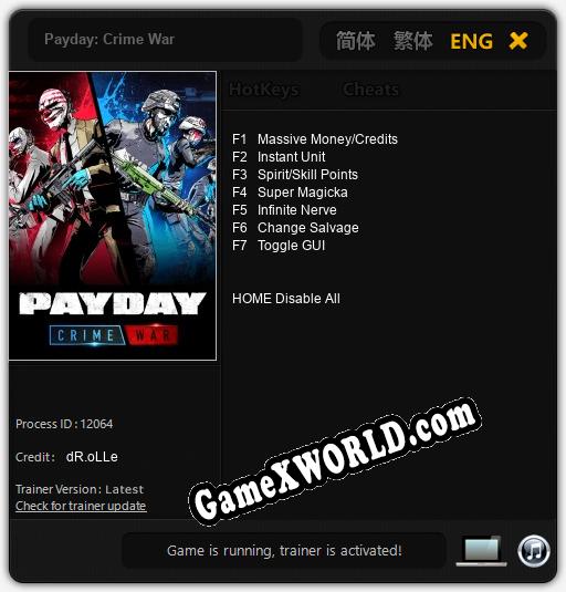 Payday: Crime War: Трейнер +7 [v1.3]