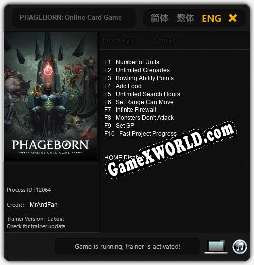 Трейнер для PHAGEBORN: Online Card Game [v1.0.1]