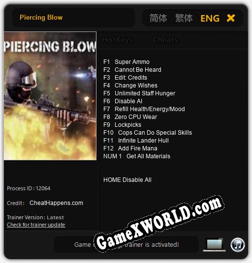 Piercing Blow: ТРЕЙНЕР И ЧИТЫ (V1.0.98)