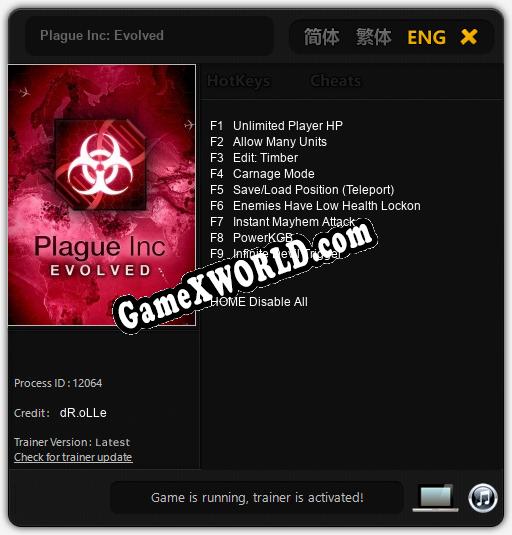 Plague Inc: Evolved: Читы, Трейнер +9 [dR.oLLe]