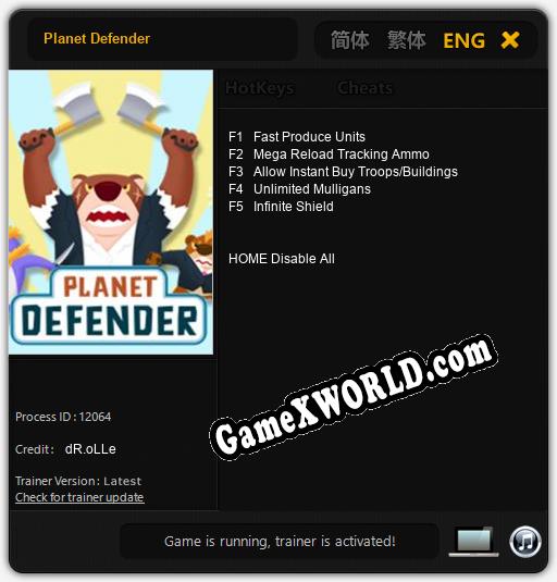Трейнер для Planet Defender [v1.0.4]