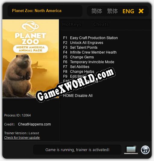 Трейнер для Planet Zoo: North America [v1.0.7]