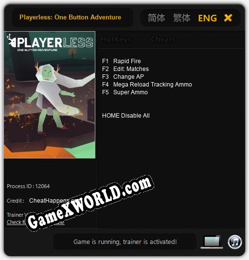 Playerless: One Button Adventure: Читы, Трейнер +5 [CheatHappens.com]