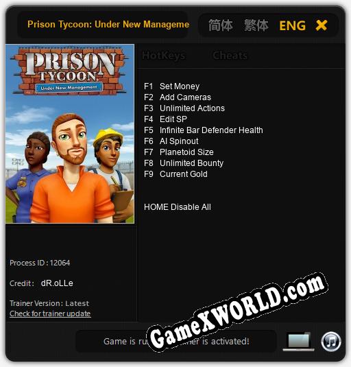 Трейнер для Prison Tycoon: Under New Management [v1.0.5]