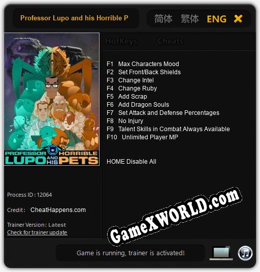 Professor Lupo and his Horrible Pets: Трейнер +10 [v1.4]
