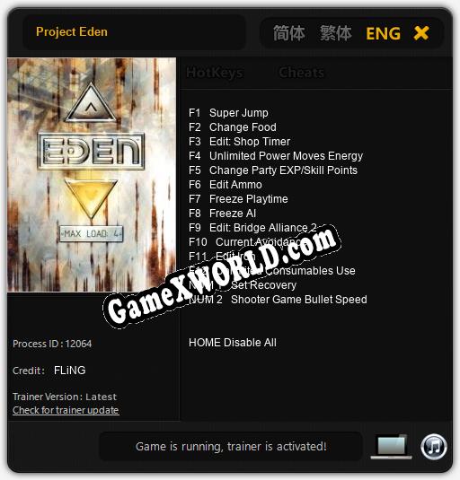 Project Eden: Трейнер +14 [v1.1]