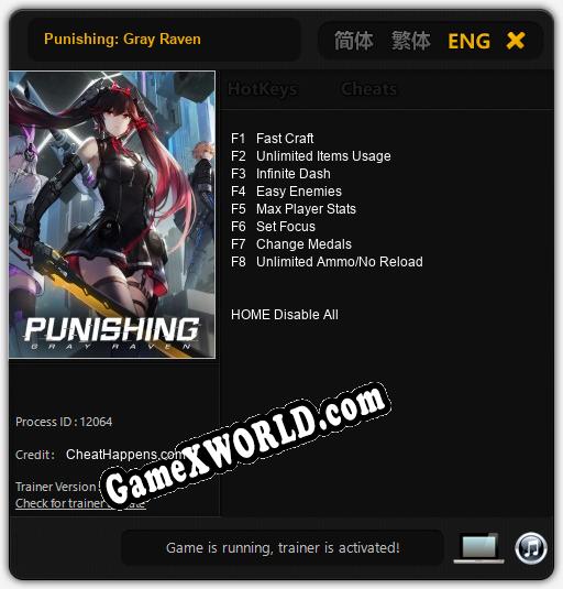 Punishing: Gray Raven: Трейнер +8 [v1.5]