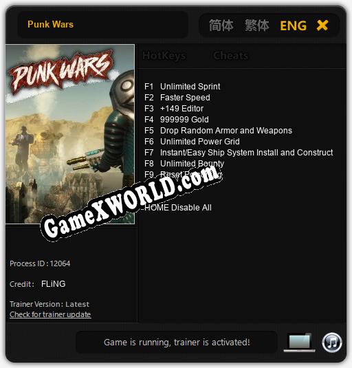 Punk Wars: Трейнер +9 [v1.3]