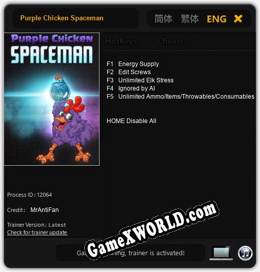 Purple Chicken Spaceman: Трейнер +5 [v1.5]