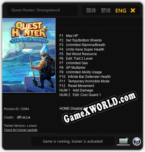 Quest Hunter: Strangewood: Трейнер +14 [v1.2]