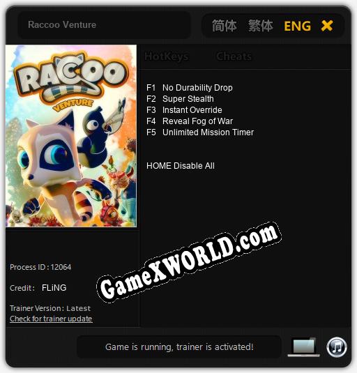 Трейнер для Raccoo Venture [v1.0.8]