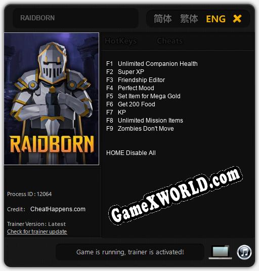 RAIDBORN: ТРЕЙНЕР И ЧИТЫ (V1.0.89)