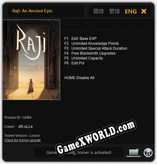 Raji: An Ancient Epic: Читы, Трейнер +6 [dR.oLLe]
