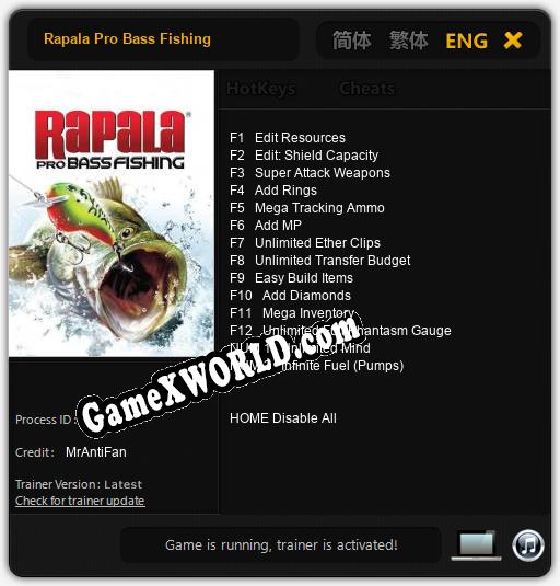 Rapala Pro Bass Fishing: Трейнер +14 [v1.4]