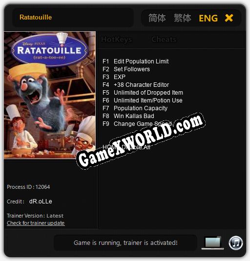 Ratatouille: Читы, Трейнер +9 [dR.oLLe]