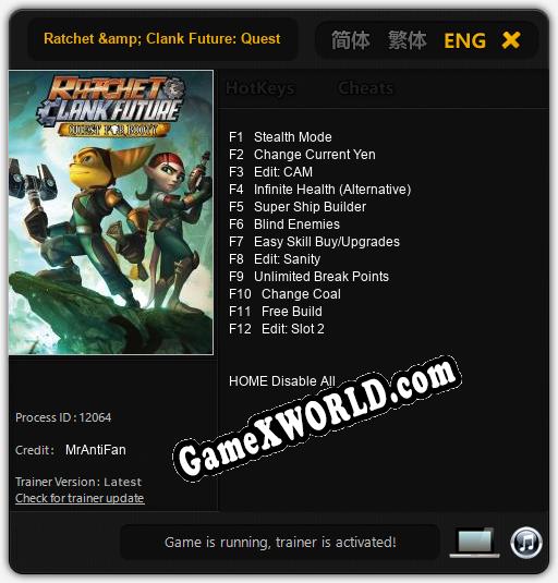 Ratchet & Clank Future: Quest for Booty: Читы, Трейнер +12 [MrAntiFan]