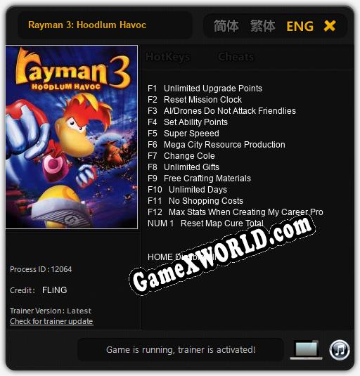 Rayman 3: Hoodlum Havoc: ТРЕЙНЕР И ЧИТЫ (V1.0.11)