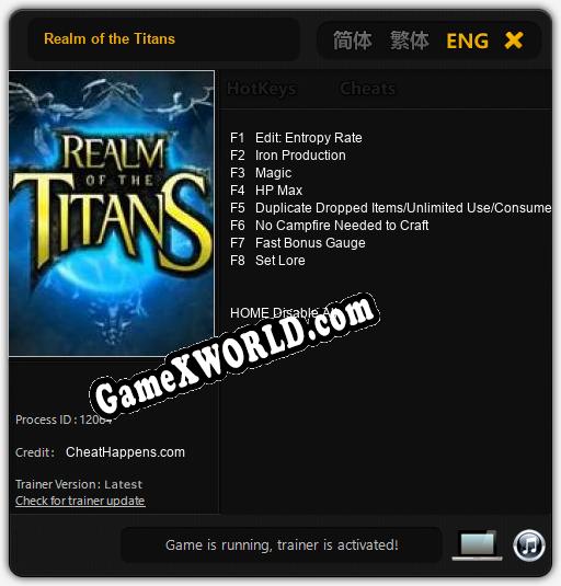 Realm of the Titans: Читы, Трейнер +8 [CheatHappens.com]