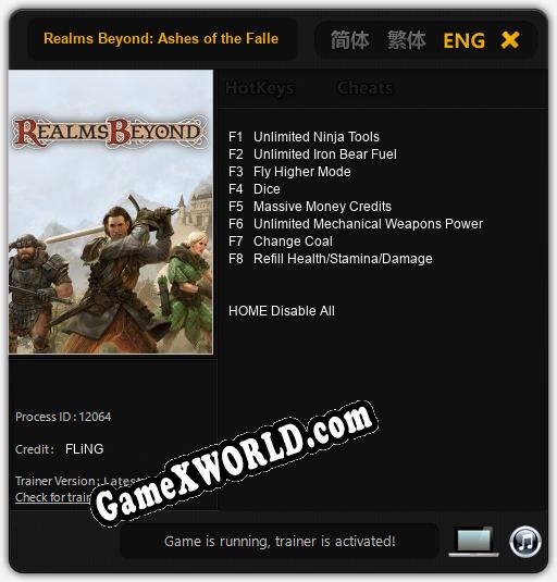 Realms Beyond: Ashes of the Fallen: ТРЕЙНЕР И ЧИТЫ (V1.0.34)