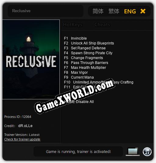 Reclusive: ТРЕЙНЕР И ЧИТЫ (V1.0.36)