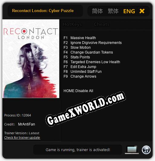 Трейнер для Recontact London: Cyber Puzzle [v1.0.7]