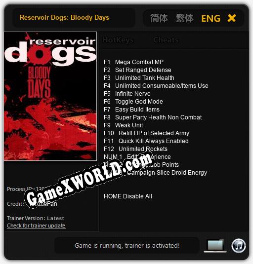 Reservoir Dogs: Bloody Days: Читы, Трейнер +15 [MrAntiFan]