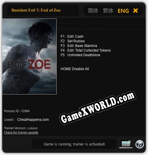 Resident Evil 7: End of Zoe: ТРЕЙНЕР И ЧИТЫ (V1.0.43)