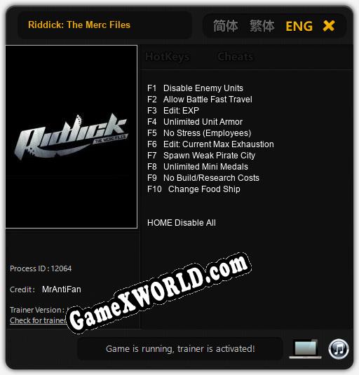 Riddick: The Merc Files: Читы, Трейнер +10 [MrAntiFan]