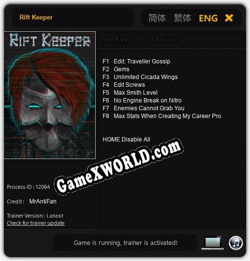 Rift Keeper: ТРЕЙНЕР И ЧИТЫ (V1.0.87)
