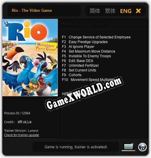 Rio - The Video Game: Трейнер +10 [v1.8]