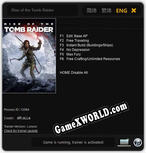 Rise of the Tomb Raider: Трейнер +6 [v1.1]