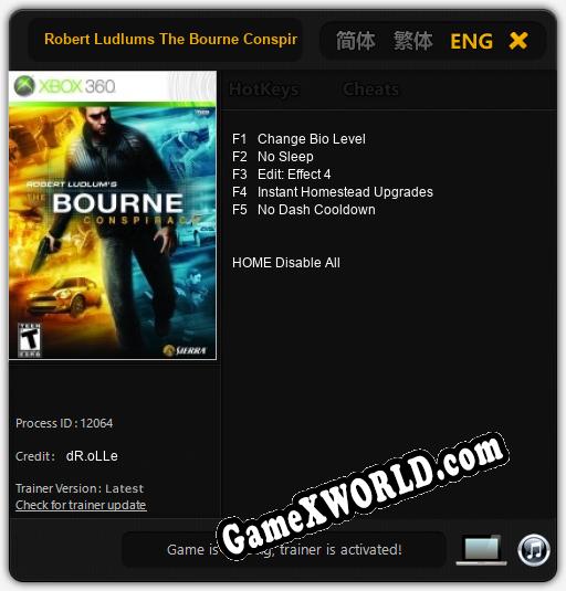 Robert Ludlums The Bourne Conspiracy: Трейнер +5 [v1.6]