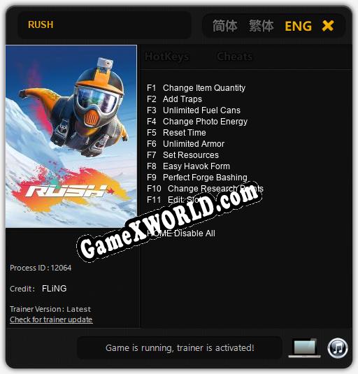 Трейнер для RUSH [v1.0.9]