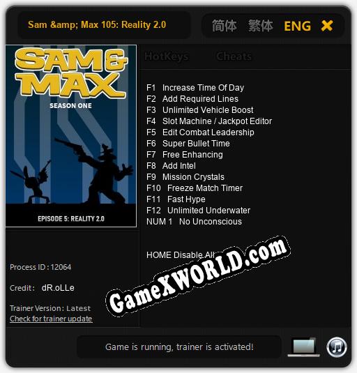 Sam & Max 105: Reality 2.0: ТРЕЙНЕР И ЧИТЫ (V1.0.68)