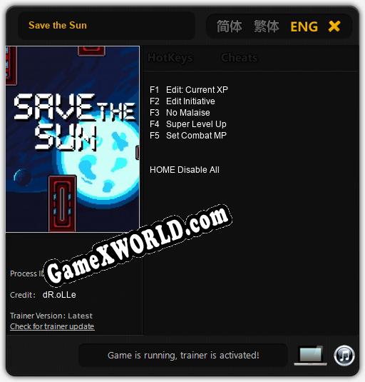 Save the Sun: Трейнер +5 [v1.7]